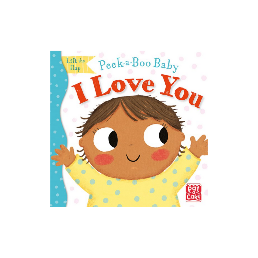 Book cover titled "Peek-a-Boo Baby I Love You" by FlowersonNortonSt. It showcases an illustration of a smiling baby with outstretched arms, dressed in a yellow polka-dot shirt against a pink polka-dot backdrop. This delightful offering from FlowersonNortonSt is sure to capture the hearts of young readers as an enchanting addition to beloved children's classics.